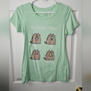 Pusheen Hot Topic "My Favorite Things" Graphic Tee, Mint Green